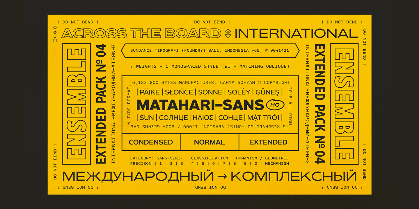 Beispiel einer Matahari Sans Condensed 100 Thin -Schriftart